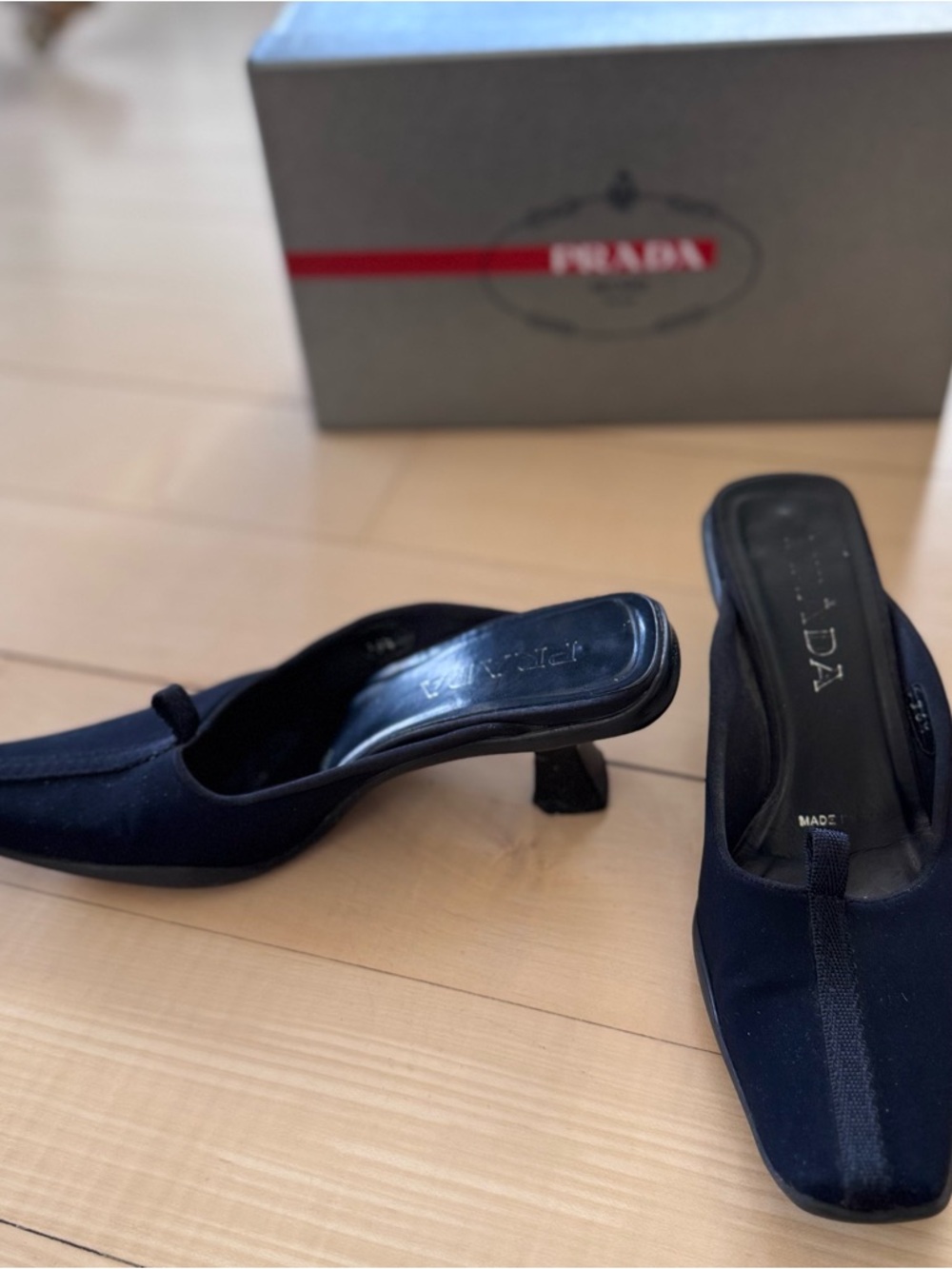 Prada Black Slip-On Kitten Heel Mules - Picture 4 of 5